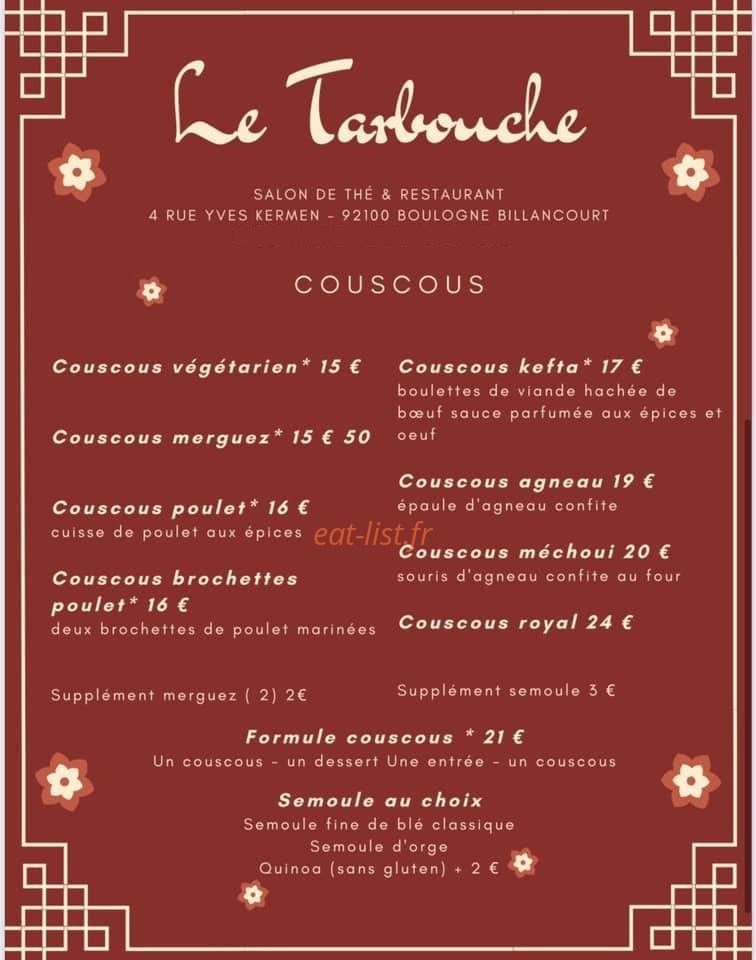 Le Tarbouche — carte page 2