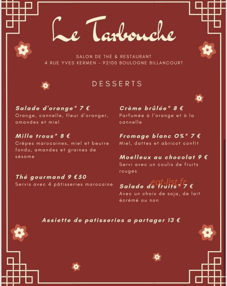 Le Tarbouche — carte page 1