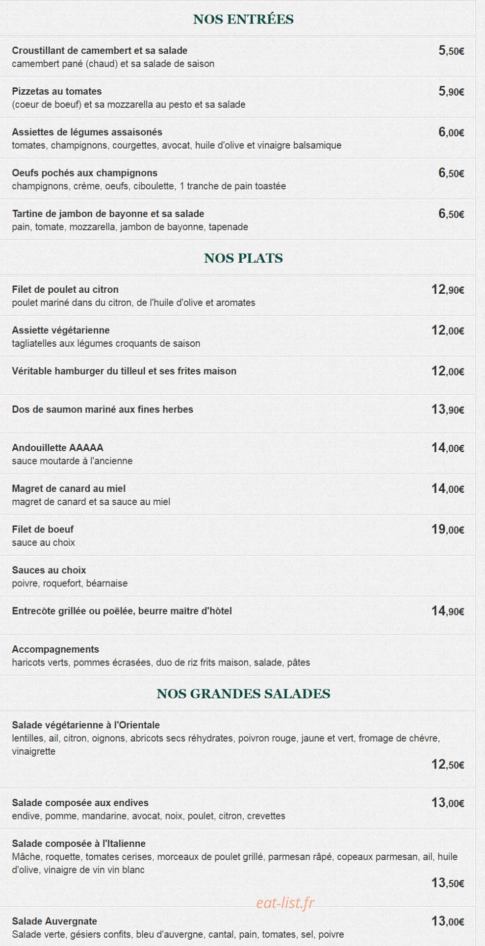 Le Tilleul — carte page 2