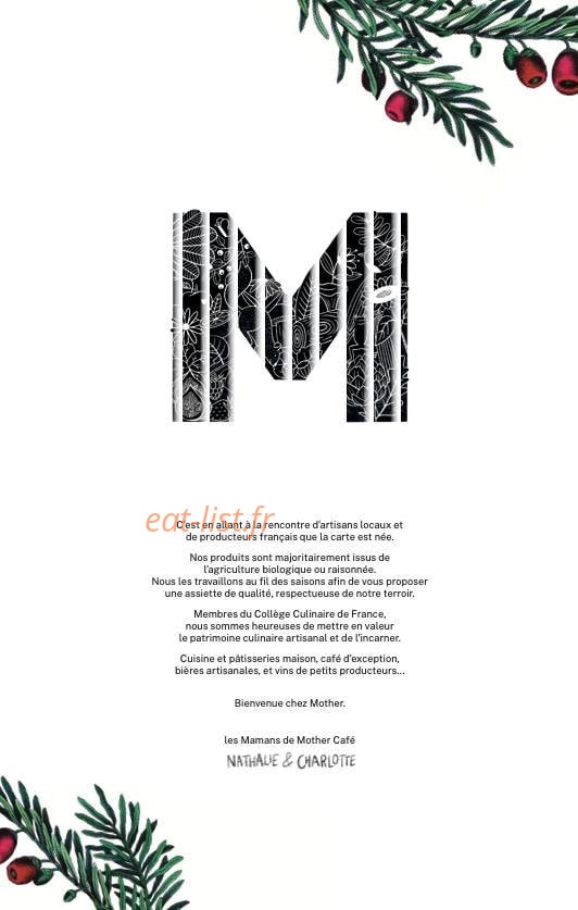 Mother Café — carte page 1