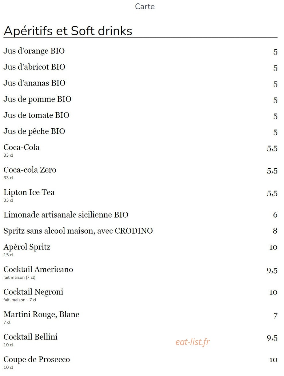 Pasta Oro — carte page 1