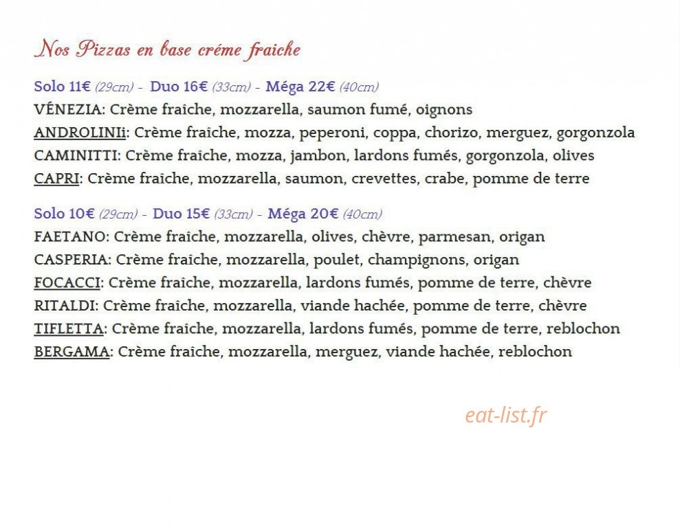 Pizza à L'Ancienne — carte page 2