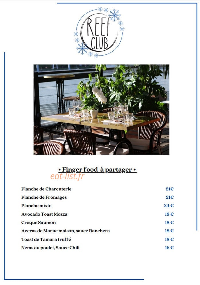 Reef Club — carte page 1