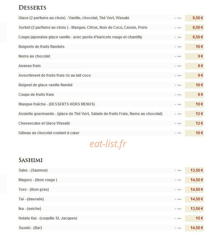 Restaurant SU — carte page 5