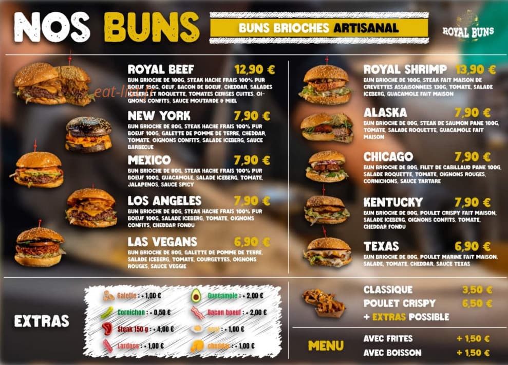 Royal Buns — carte page 1