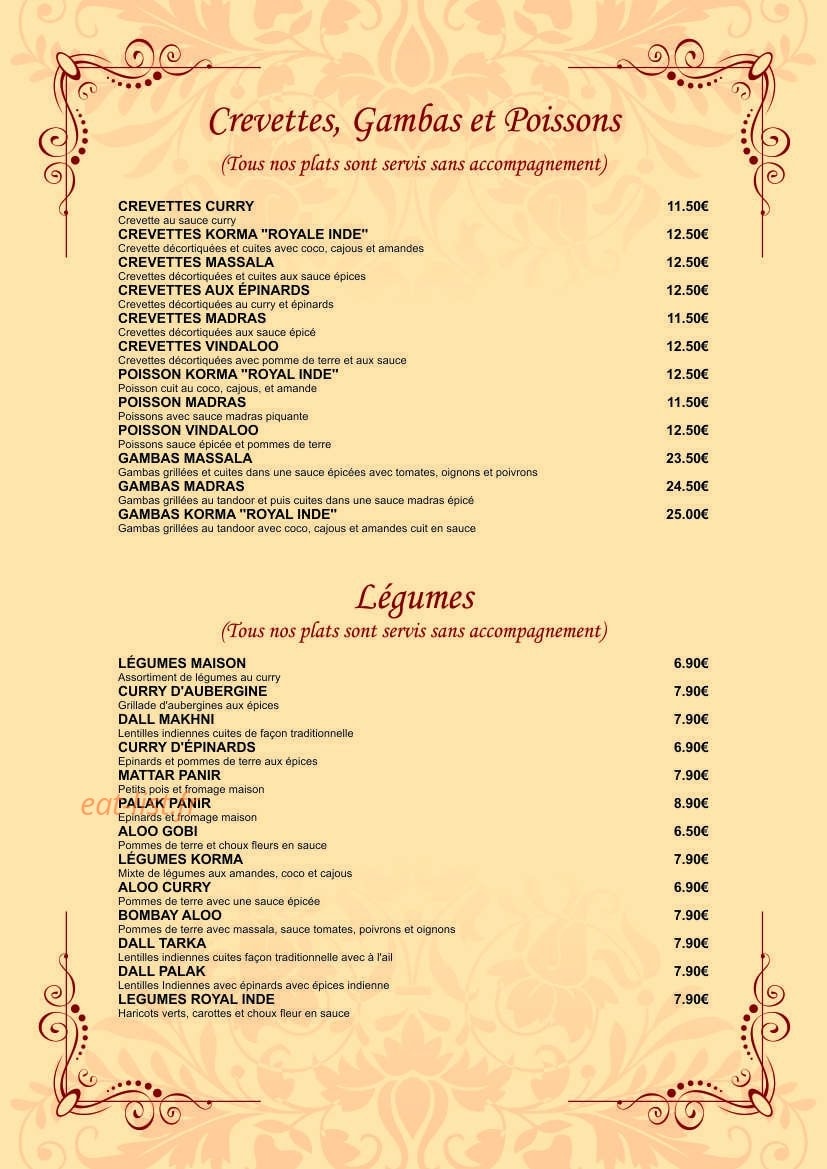 Royal Inde — carte page 4