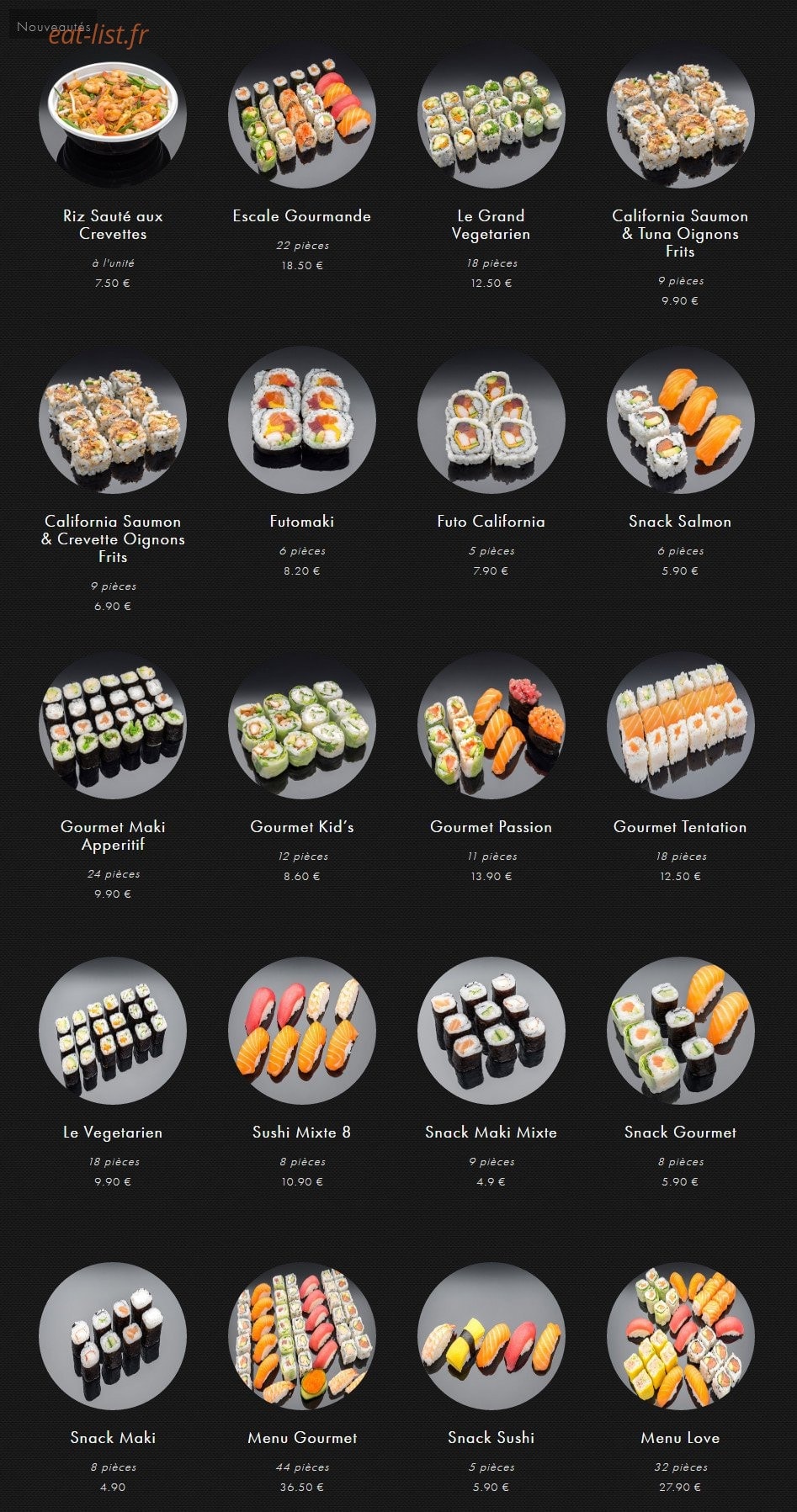 Sushi Gourmet — carte page 1