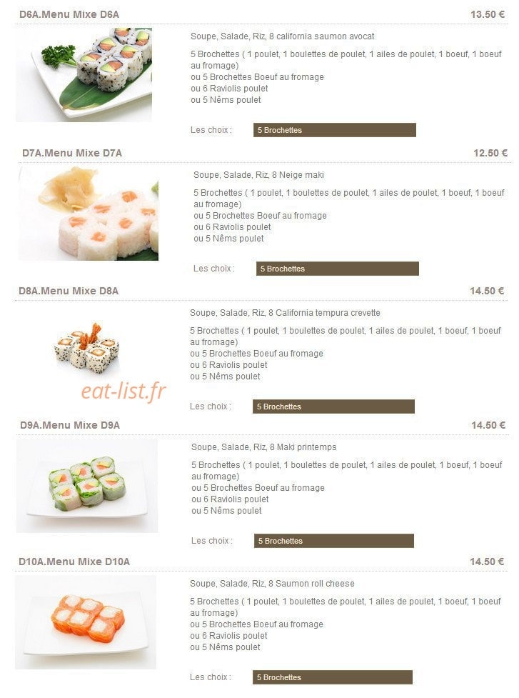 Sushi Paradise — carte page 2