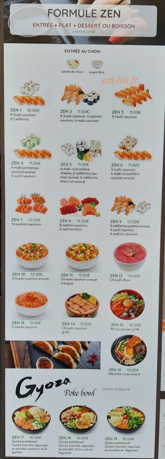 Sushi zen — carte page 1