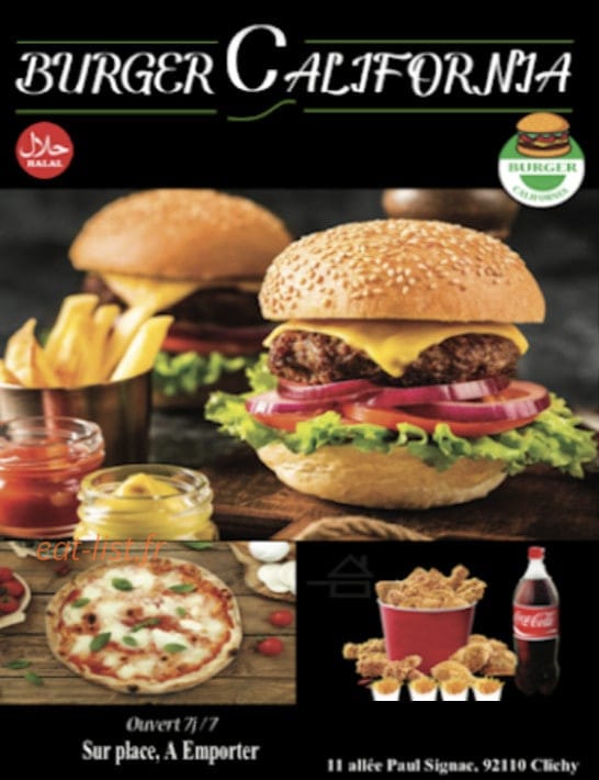 Burger California — carte page 1