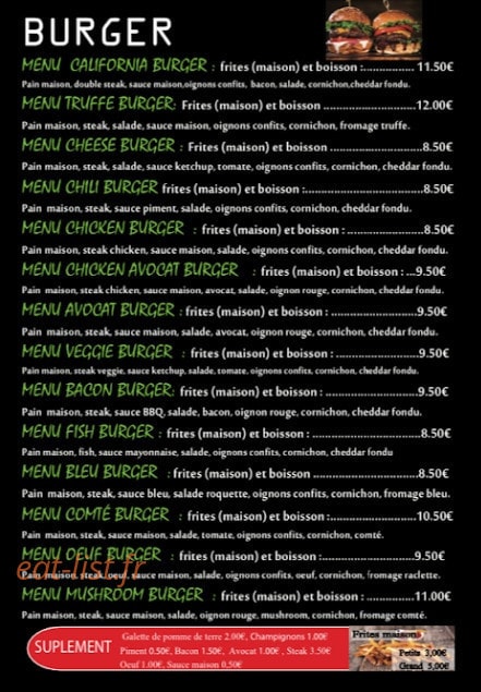 Burger California — carte page 2
