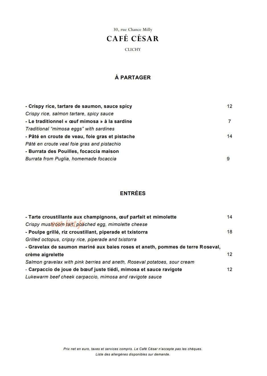 Café César — carte page 2