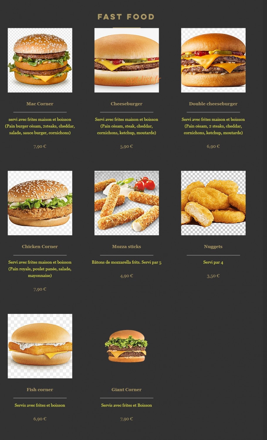 Cantine Corner — carte page 7