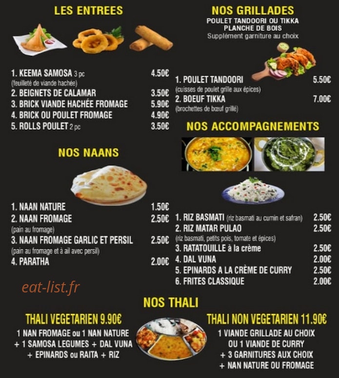 Chez naan kebab — carte page 1