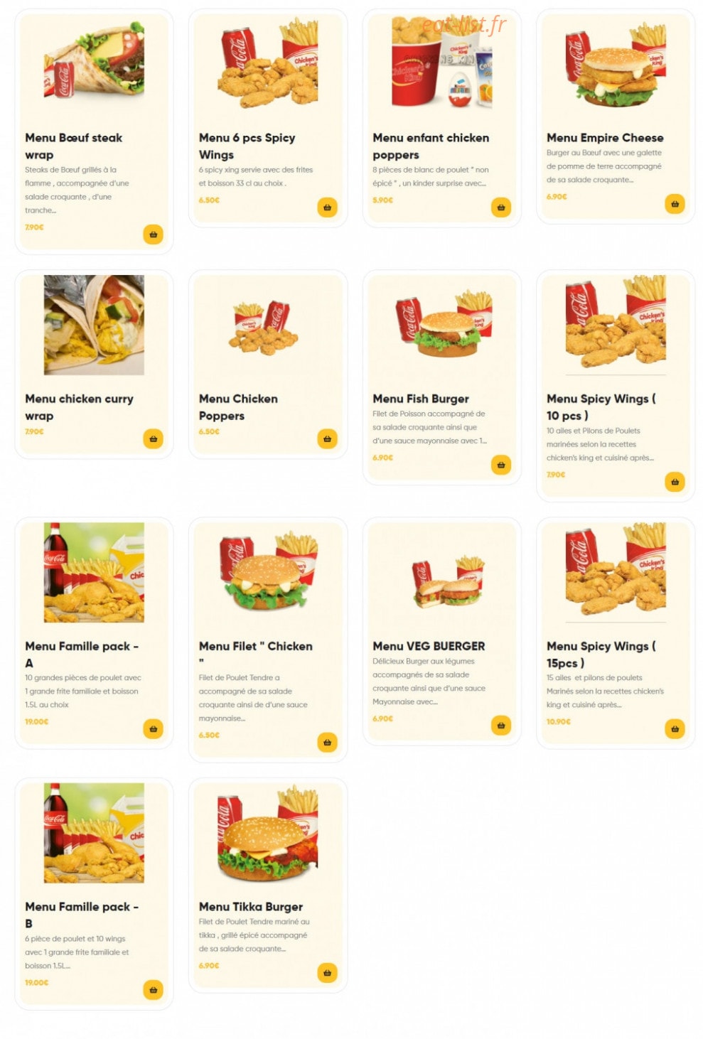 Chicken's king — carte page 4