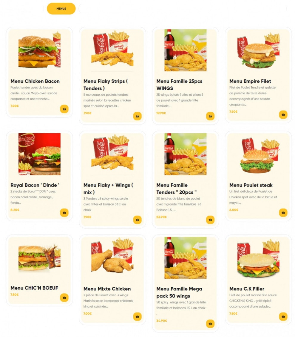 Chicken's king — carte page 2