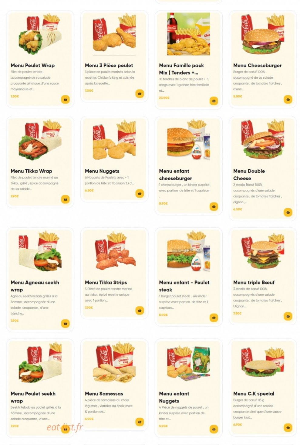 Chicken's king — carte page 3