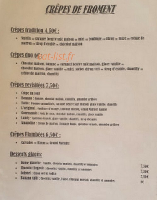 Crêperie du Landy — carte page 2