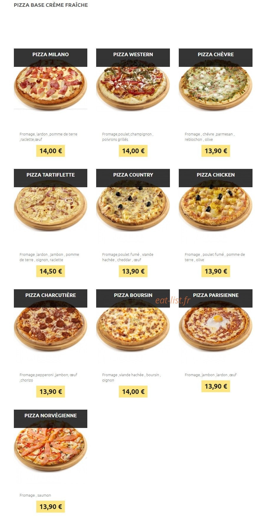 Family Pizza — carte page 3