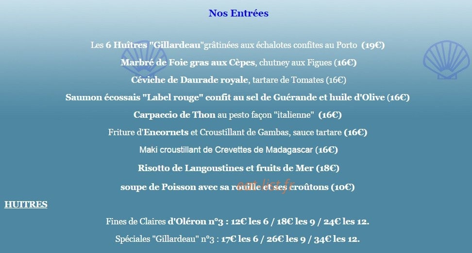 La Bonne Table — carte page 1