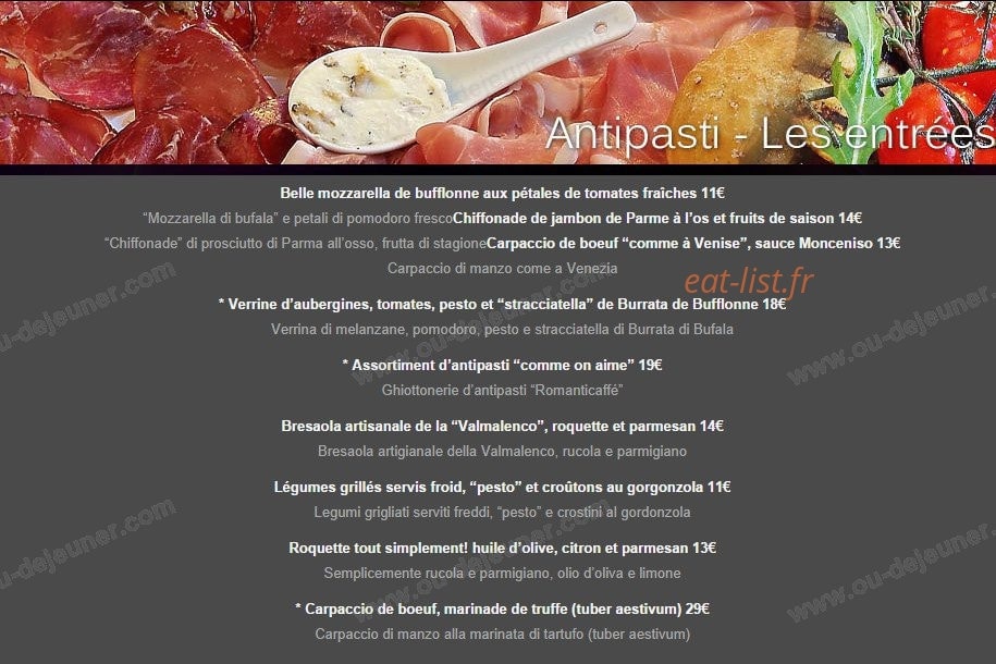 La Romantica — carte page 2