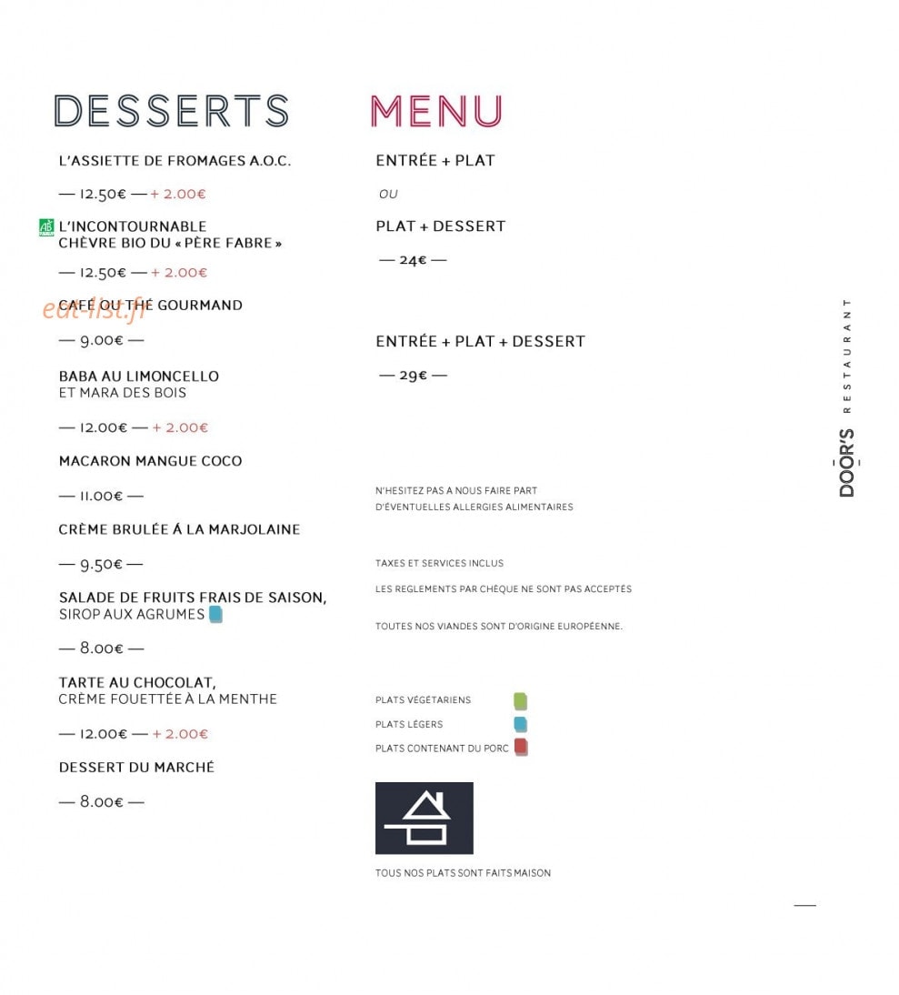 Le Door’s — carte page 15