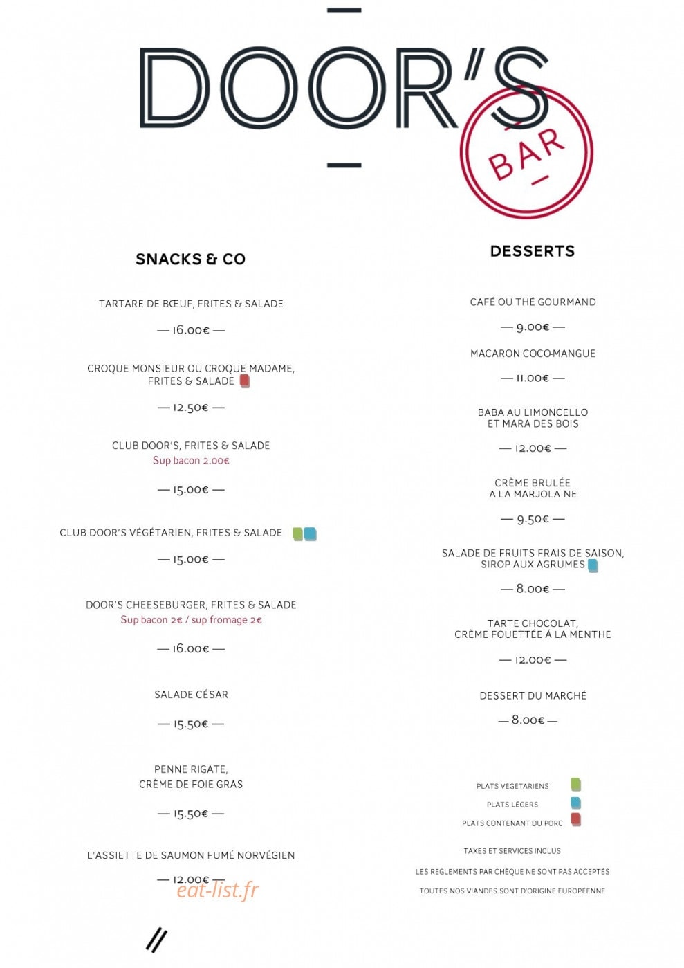 Le Door’s — carte page 11