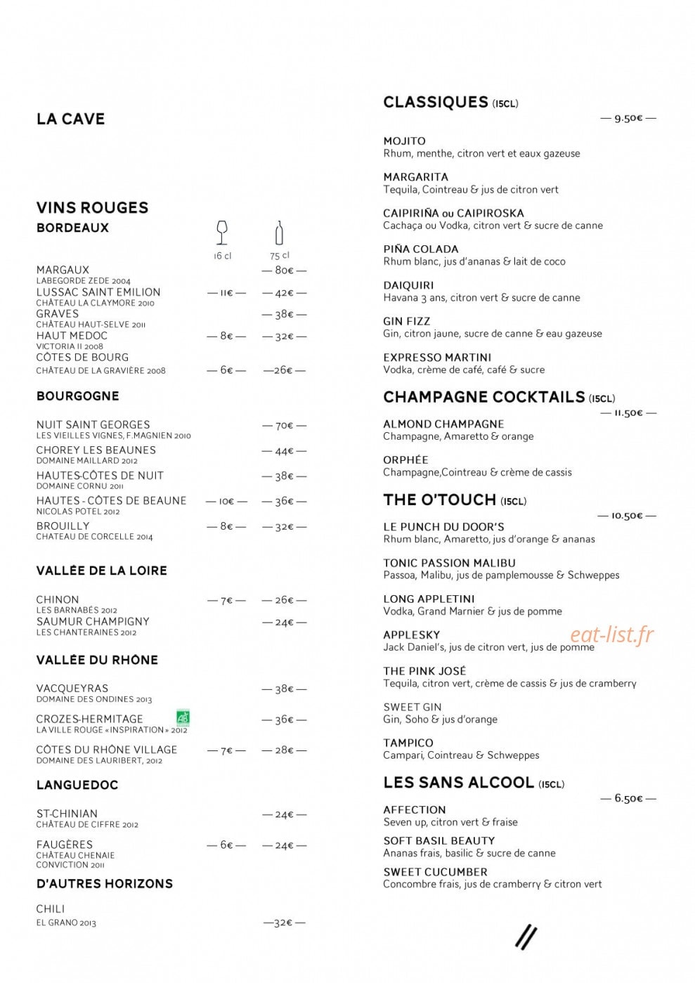 Le Door’s — carte page 12