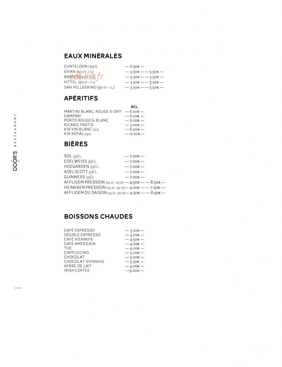 Le Door’s — carte page 13
