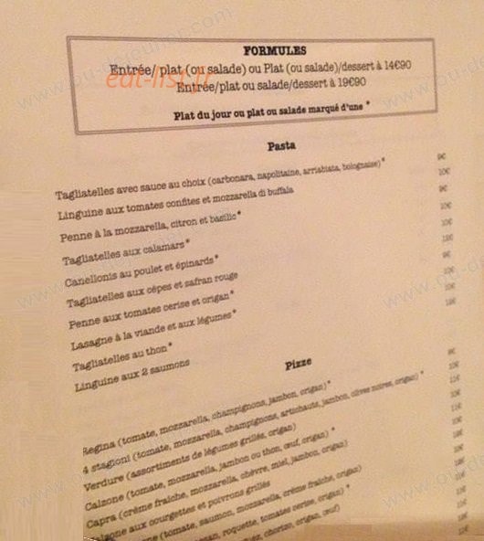 Nolita caffe — carte page 1