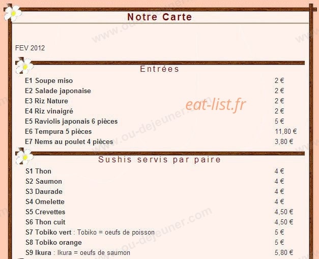 Oishi — carte page 1