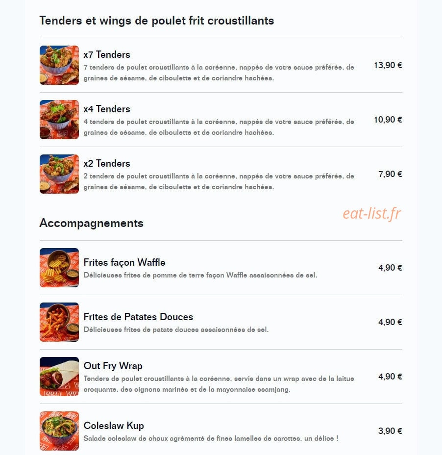 Out Fry — carte page 3