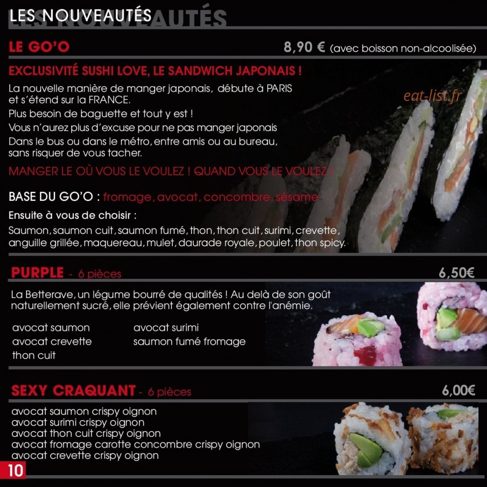 Sushi Love — carte page 10