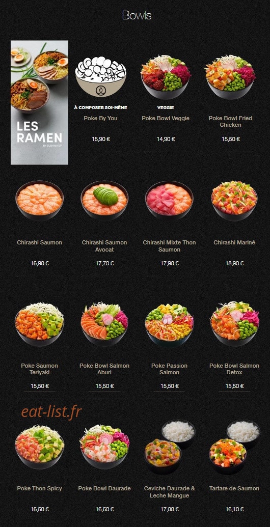 Sushi Shop — carte page 20