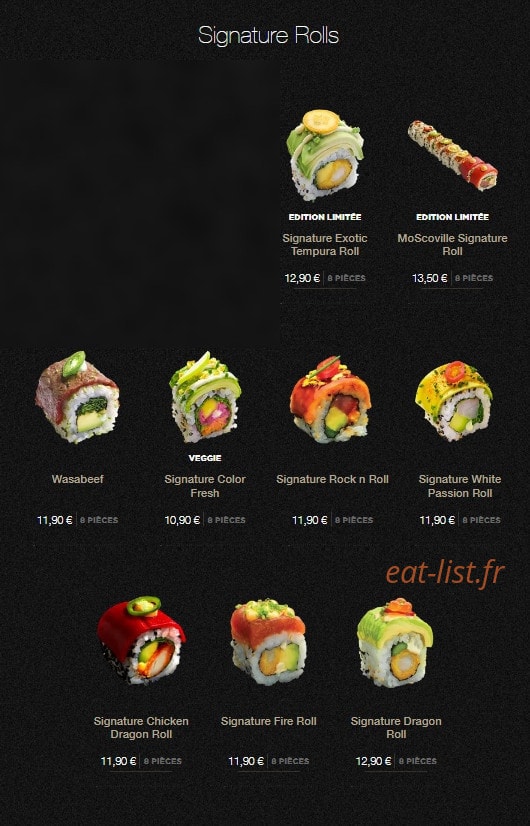Sushi Shop — carte page 19