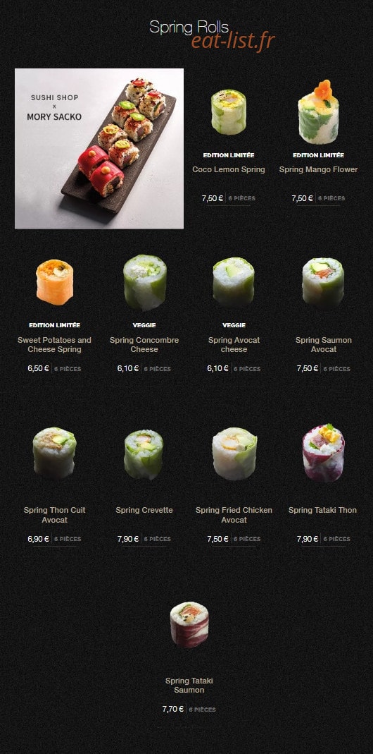 Sushi Shop — carte page 17