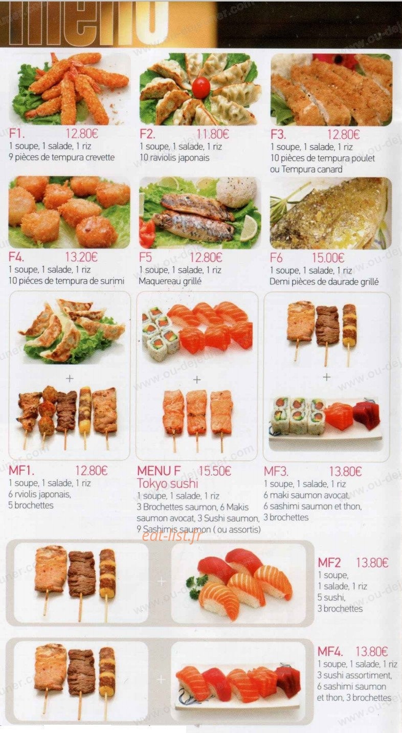 Tokyo sushi — carte page 2