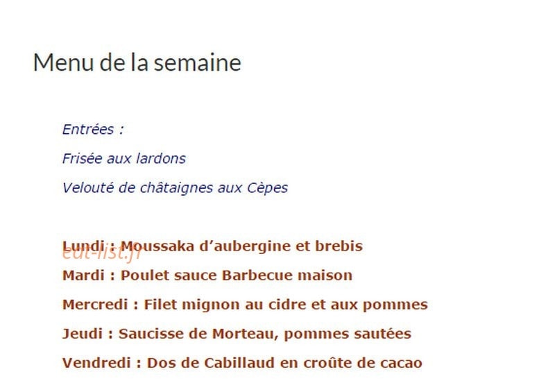 Vignes Gourmandes — carte page 1