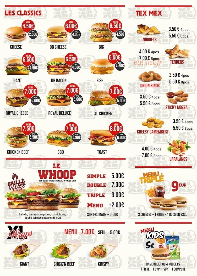 XL Burger — carte page 2