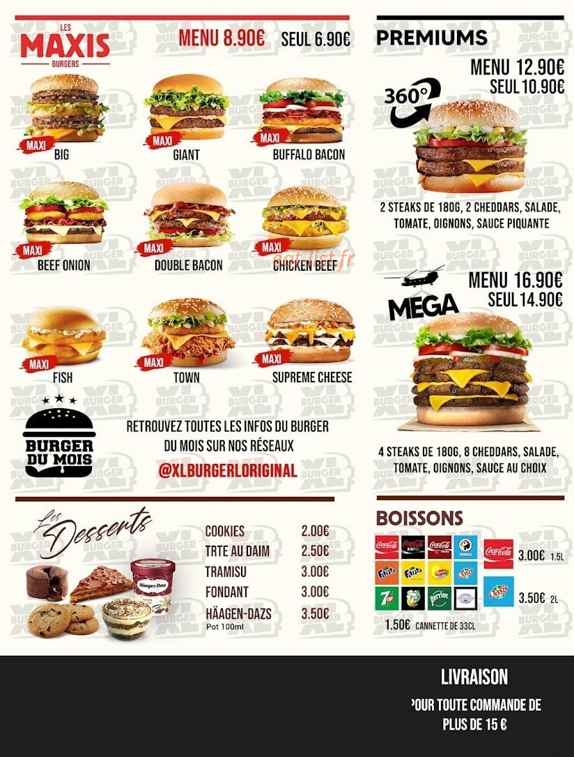 XL Burger — carte page 3