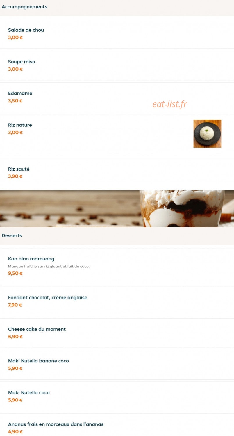 Asian thaï — carte page 8