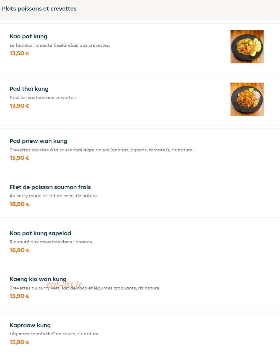 Asian thaï — carte page 4