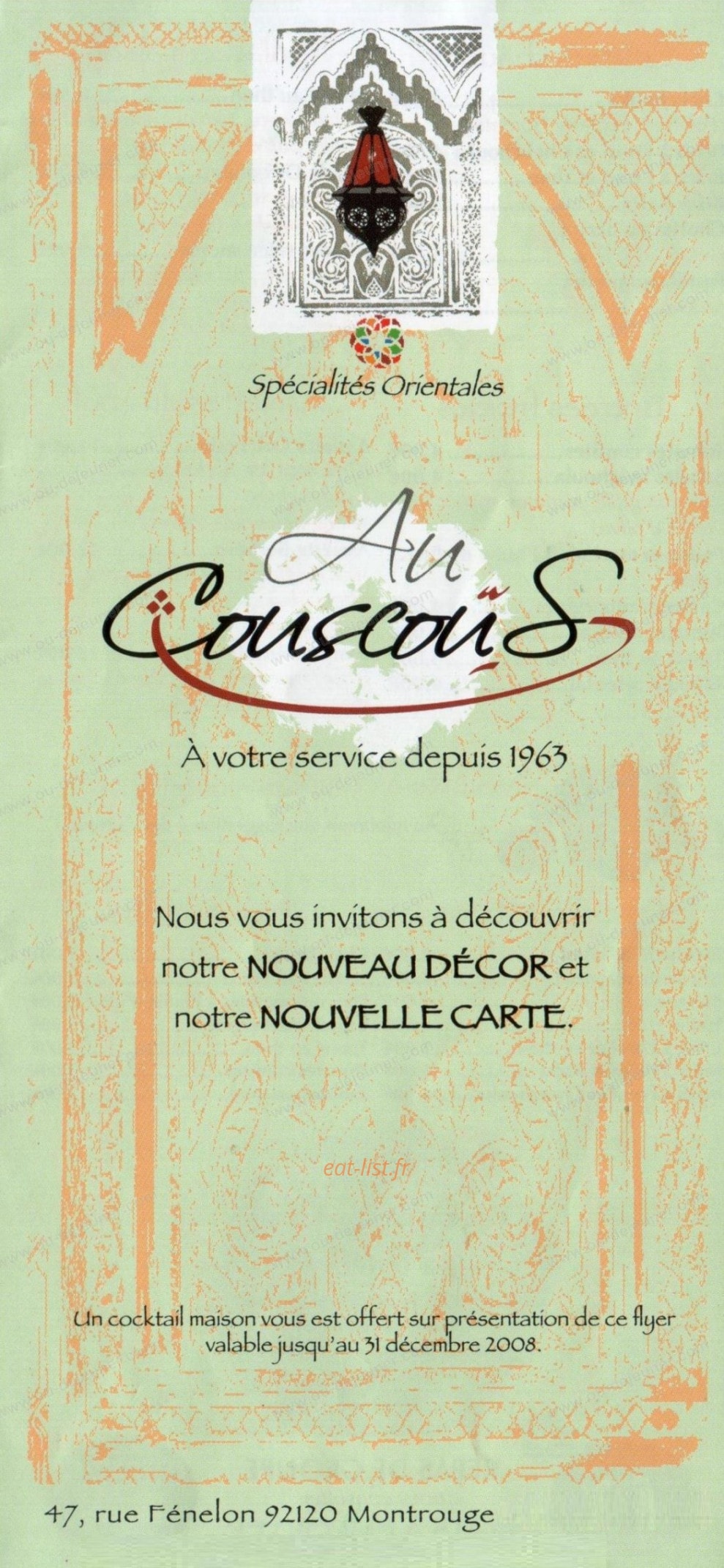 Au couscous — carte page 1