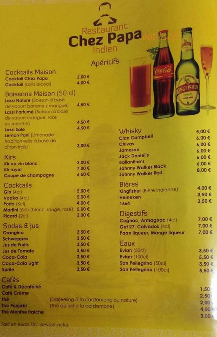 Chez Papa Indien — carte page 2
