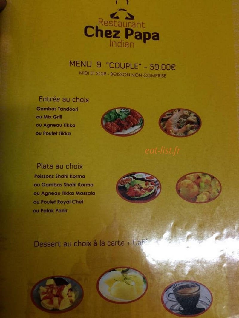 Chez Papa Indien — carte page 8