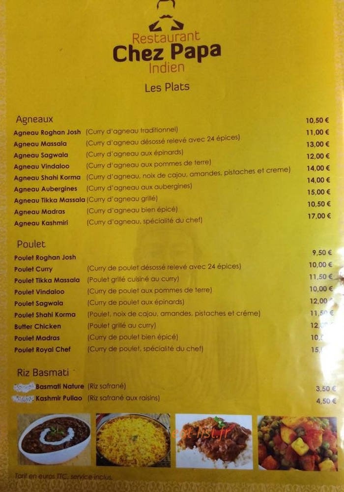 Chez Papa Indien — carte page 4