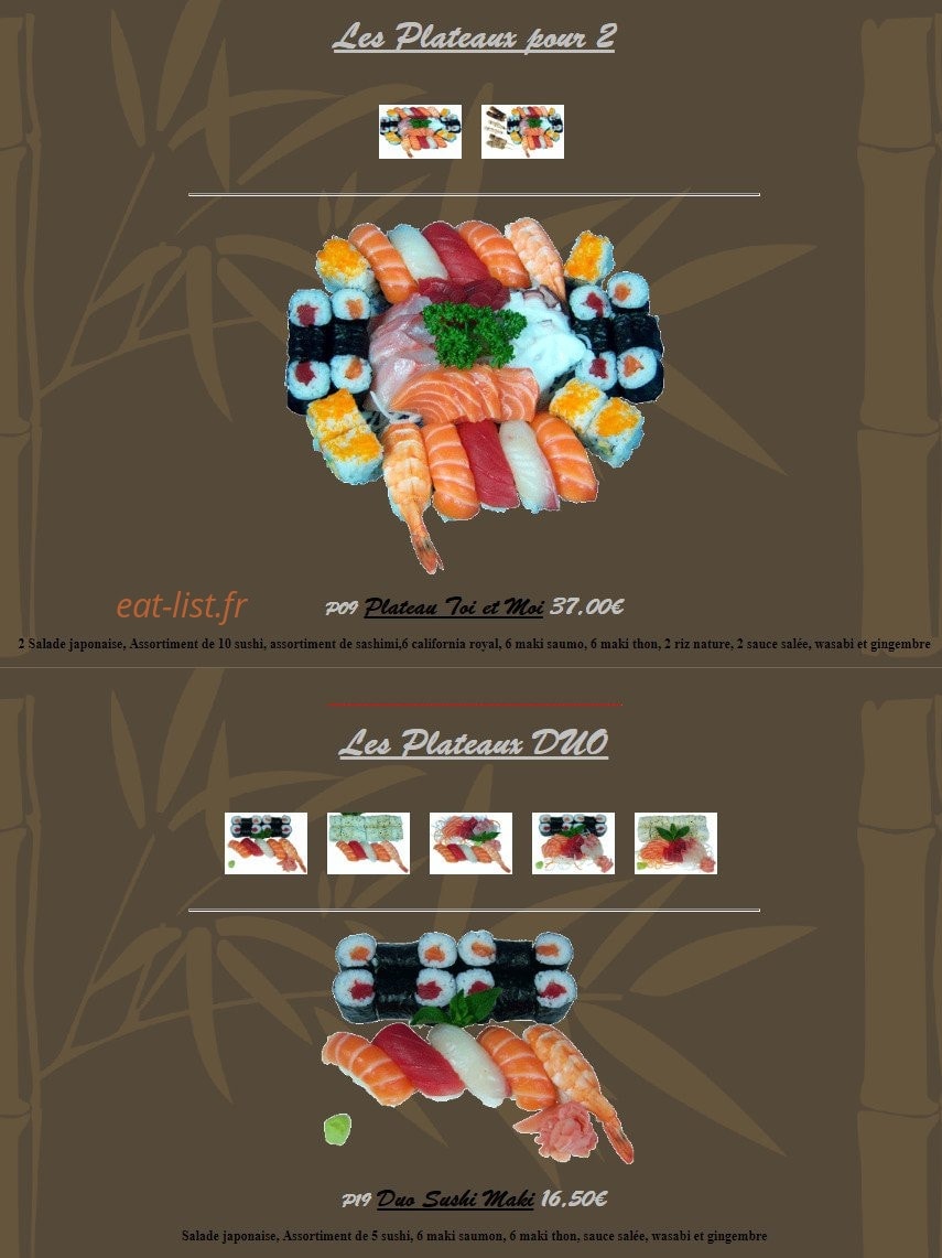 Edo Sushi — carte page 1