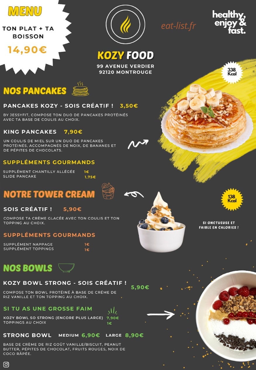 Kozy Food — carte page 1