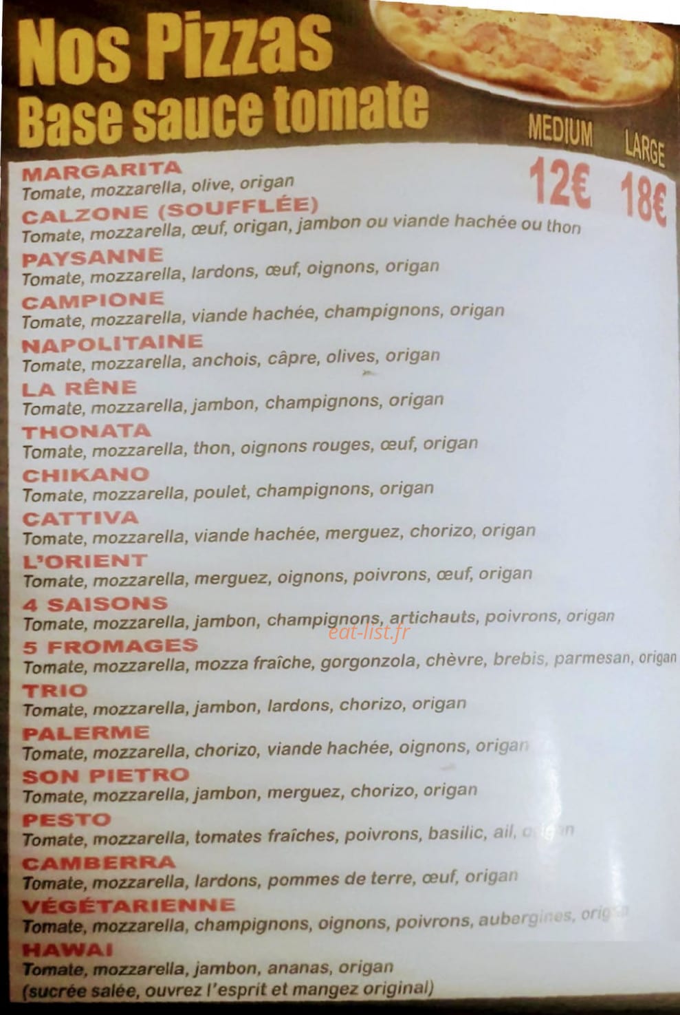 La pizza — carte page 1
