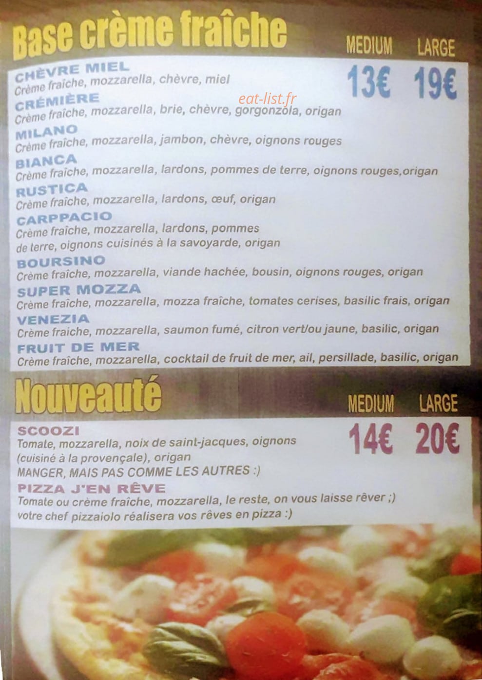 La pizza — carte page 2